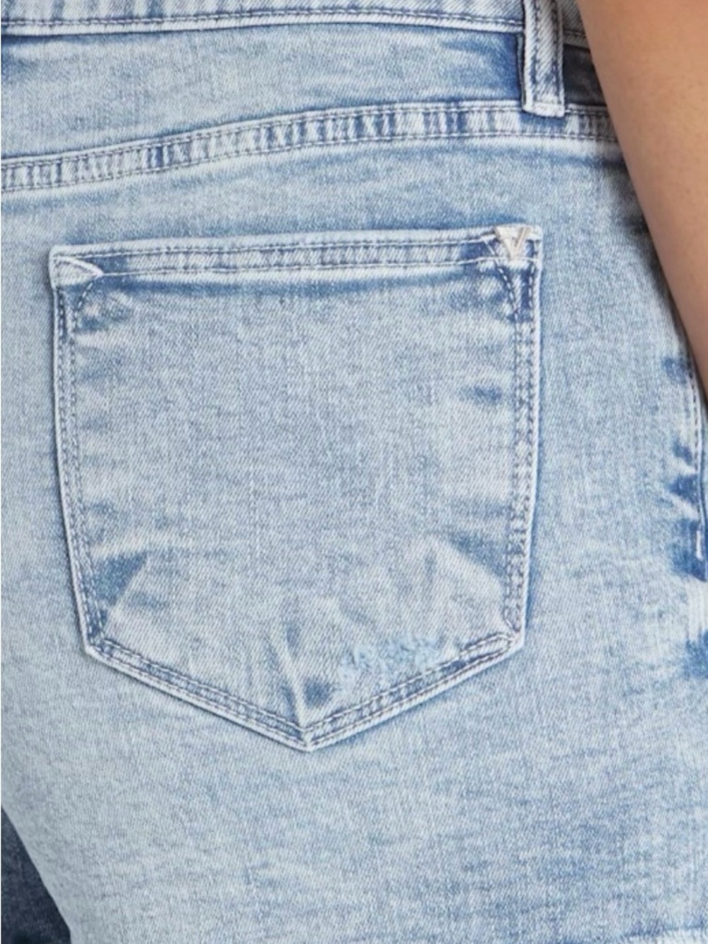 Ace High Rise Frayed Hem Light Blue Distressed Shorts - Picture 3 of 4